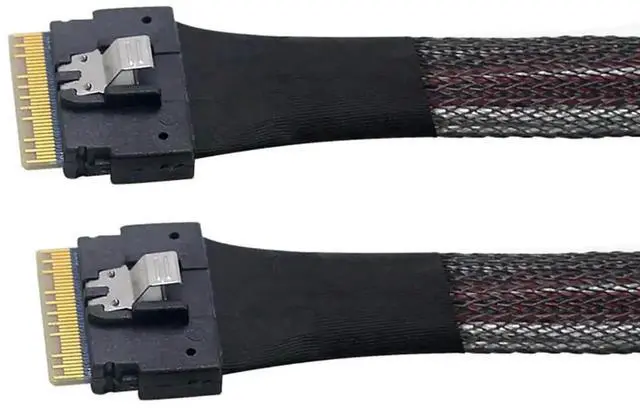 Alt view image 4 of 5 - Aomoproing Slimline SAS 4.0 SFF-8654 8i 74pin Cable PCI-E Ultraport Extension 32AWG 24G High-Speed Server Interconnect (0.5M)