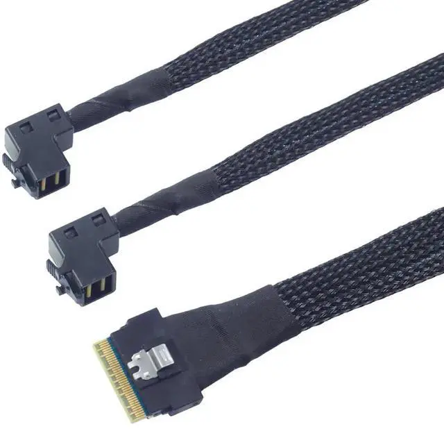 Alt view image 2 of 5 - Aomoproing Mini SAS Slimline SFF-8654 8i 4.0 to Dual SAS HD SFF-8643 Upward Cable \u2013 24Gbps High Speed 32AWG Server Data Cable for RAID Controller, HDD, SSD (0.5M/19.68in)