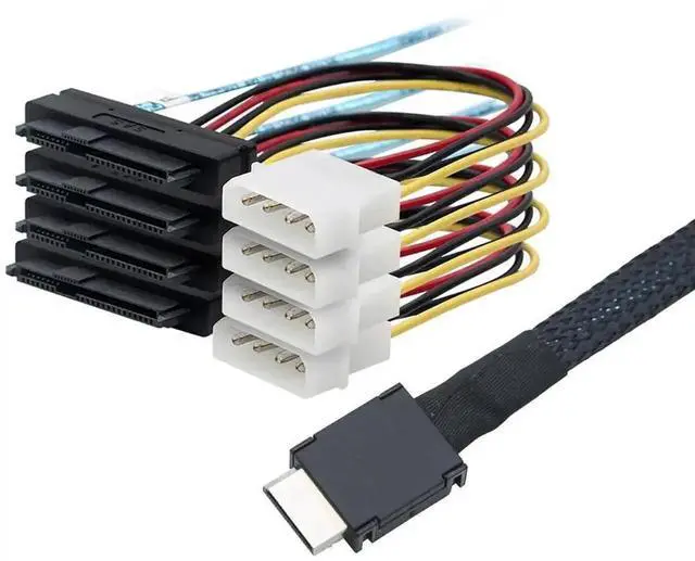 Alt view image 5 of 6 - Aomoproing SFF-8611 4i to SAS 4X 8482 Cable with 4Pin Power,12Gbps High-Speed Server Connection Cable Compatible with SAS Hard Drive, RAID Controller, Storage Expansion (0.5M/19.68in)