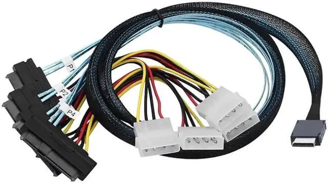 Alt view image 3 of 6 - Aomoproing SFF-8611 4i to SAS 4X 8482 Cable with 4Pin Power,12Gbps High-Speed Server Connection Cable Compatible with SAS Hard Drive, RAID Controller, Storage Expansion (0.5M/19.68in)