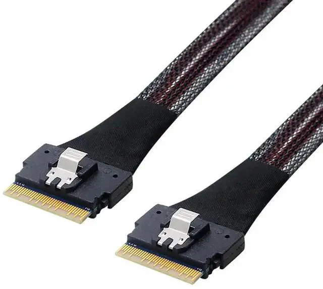 Alt view image 2 of 5 - Aomoproing Slimline SAS 4.0 SFF-8654 8i 74pin Cable PCI-E Ultraport Extension \u2013 32AWG 24G High-Speed Server Interconnect (0.8M)
