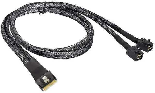 Main image of Aomoproing Mini SlimSAS SFF-8654 8i 4.0 to Dual SAS HD 8643 Cable 32AWG 24G High-Speed Anti-Misdirection Server Interconnect (0.8M)