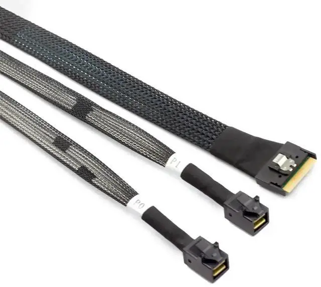 Alt view image 3 of 6 - Aomoproing Mini SlimSAS SFF-8654 8i 4.0 to Dual SAS HD 8643 Cable 32AWG 24G High-Speed Anti-Misdirection Server Interconnect (0.8M)