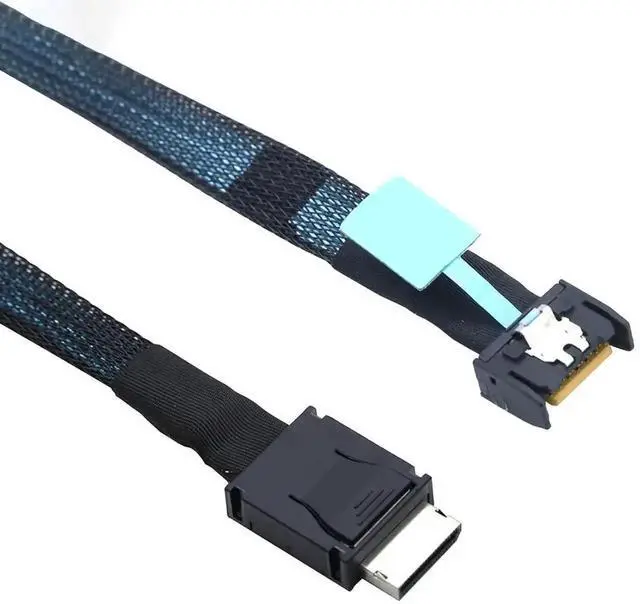 Alt view image 2 of 5 - Aomoproing Gen5 PCIe MCIO Slimline SFF 8654 4i to Oculink SFF 8611 4i Server Cable 24Gbps High Speed Data Harness, 85 Ohm Impedance (0.5M)