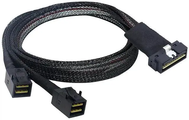 Main image of Aomoproing with PCI-E Slimline SFF-8654 8I \u2014 to Dual SFF-8643 Server Cable, 12G High-Speed Harness, 32AWG Copper (0.5M/19.68in)