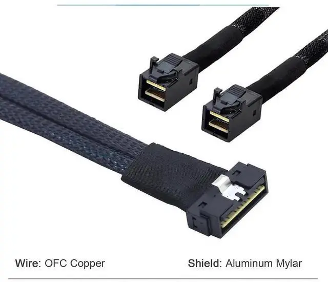 Alt view image 6 of 6 - Aomoproing with PCI-E Slimline SFF-8654 8I \u2014 to Dual SFF-8643 Server Cable, 12G High-Speed Harness, 32AWG Copper (0.5M/19.68in)