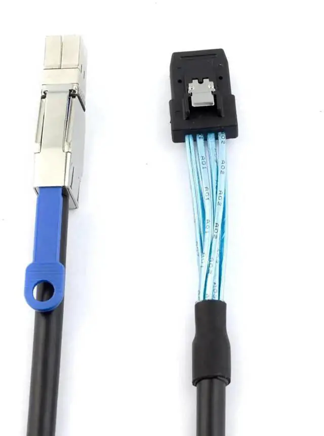 Alt view image 3 of 4 - Aomoproing Mini SAS HD SFF-8644 with IC to SFF-8087 Server Stacking Cable \u2013 12Gbps High Speed 28AWG 10 Ohm Data Cable, Black (3M)