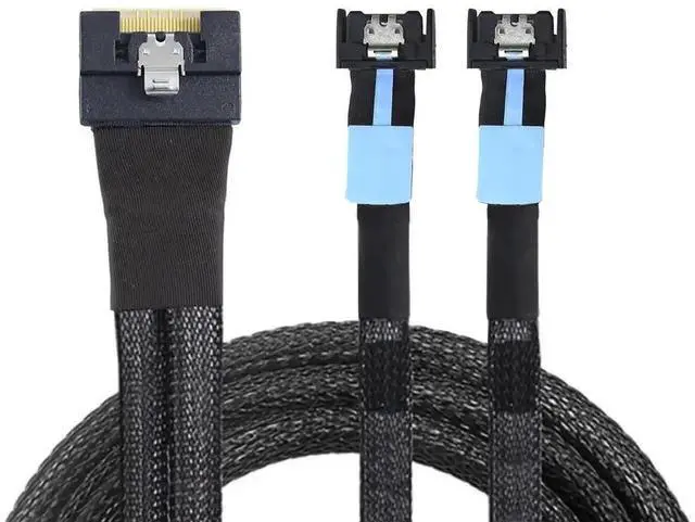 Main image of Aomoproing SFF-8654 8I to Dual MCIO 4I Server Cable with Anti-Misplug Full Cover Design, 16G High-Speed Copper Wire Harness (0.5M/19.68in)