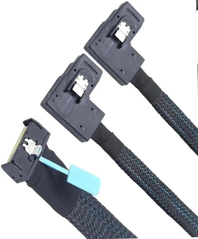 Main image of Aomoproing PCIE Gen5 MCIO 8X 8i to Dual Mini SAS SFF-8087 Right Angle Server Adapter Cable 32Gbps High Speed 85 Ohm Data Cable for RAID Controller, HDD, SSD (0.5M/19.68in)