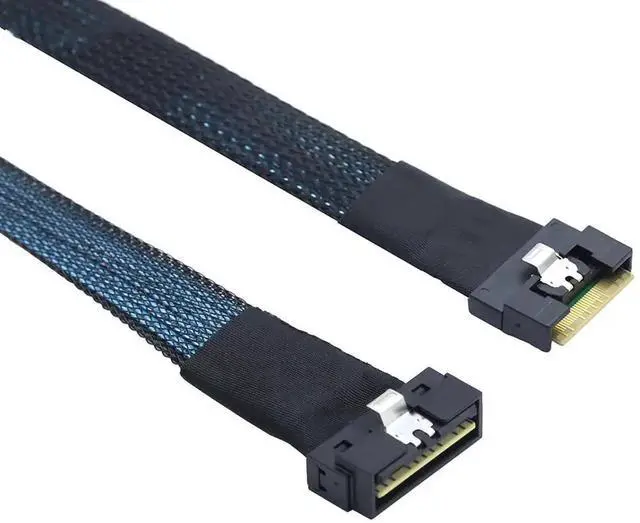 Alt view image 6 of 6 - Aomoproing PCIe SlimSAS LP Low Profile SFF-8654 8i to SFF-8654 8X Server Cable \u2014 24Gbps High-Speed 85 Ohm Internal Flat-to-Flat Connection Cable with Anti-Misplug Design, Black (0.8M)