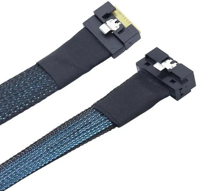 Alt view image 3 of 6 - Aomoproing PCIe SlimSAS LP Low Profile SFF-8654 8i to SFF-8654 8X Server Cable \u2014 24Gbps High-Speed 85 Ohm Internal Flat-to-Flat Connection Cable with Anti-Misplug Design, Black (0.8M)