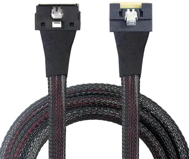 Alt view image 4 of 6 - Aomoproing PCIe SlimSAS LP Low Profile SFF-8654 8i to SFF-8654 8X Server Cable \u2014 24Gbps High-Speed 85 Ohm Internal Flat-to-Flat Connection Cable with Anti-Misplug Design, Black (0.8M)
