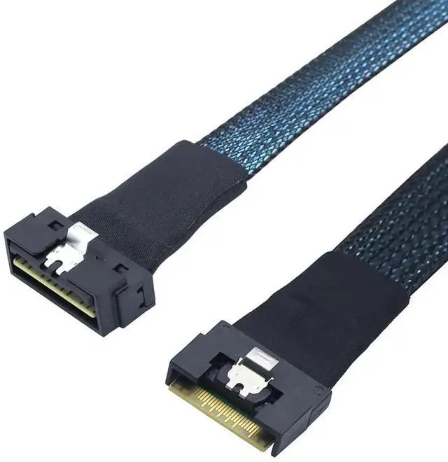 Alt view image 2 of 6 - Aomoproing PCIe SlimSAS LP Low Profile SFF-8654 8i to SFF-8654 8X Server Cable \u2014 24Gbps High-Speed 85 Ohm Internal Flat-to-Flat Connection Cable with Anti-Misplug Design, Black (0.8M)
