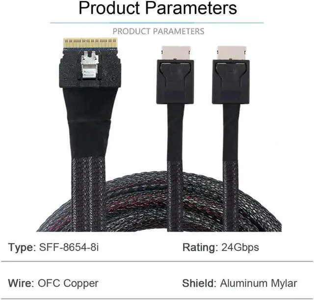 Alt view image 3 of 3 - Aomoproing PCI-E Dual Oculink Slim 4.0 SFF-8654 8i 74pin to SFF-8611 Ultraport Slimline SAS