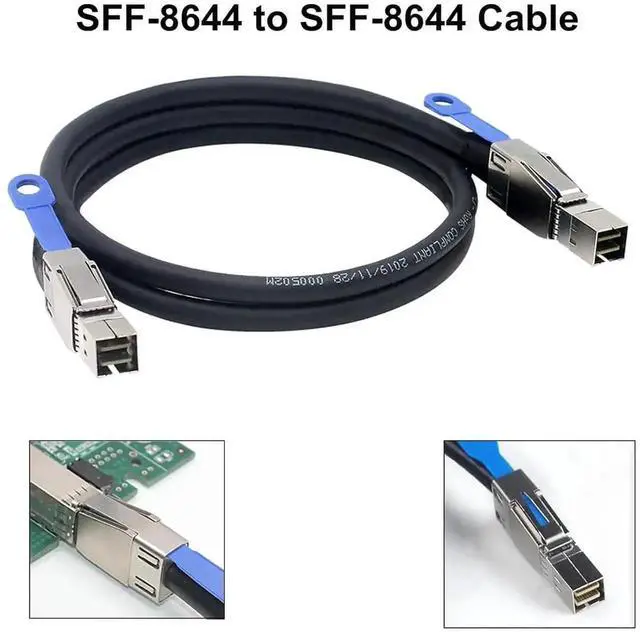 Alt view image 4 of 6 - Aomoproing 2PCS 12G External Mini SAS HD SFF-8644 to SFF-8644 Cable, 2-m(6.6ft)