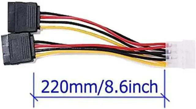 Alt view image 2 of 7 - Aomoproing 2 Pack 4 Pin IDE Female Molex to Female Dual SATA Power Y-Cable Adapter 8.67 Inches