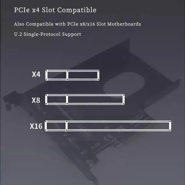 Alt view image 6 of 6 - Aomoproing PCIe X4 x16 to U.2 NVMe Adapter Card 32Gbps/64Gbps High Speed Expansion Support U.2 SSD Compatible with PCIe X4 X8 X16 Slots (PCIE 3.0 X4 Card+Enclosure)