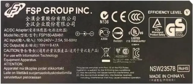 Alt view image 2 of 2 - Aomoproing 19V 9.47A 180W 5.5x2.5mm FSP FSP180-ABAN2 FSP180-ABAN1 AC/DC Power Adapter For 180W Laptop Power Supply Charger