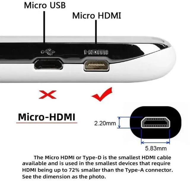 Alt view image 7 of 7 - Aomoproing HDMI 2.1 Cable,HDMI Male to Micro HDMI Male 8K@60Hz 4K@120Hz 48Gbps Ultra High-Speed Gold-Plated Cable 0.5M for TV, Monitor, Computer