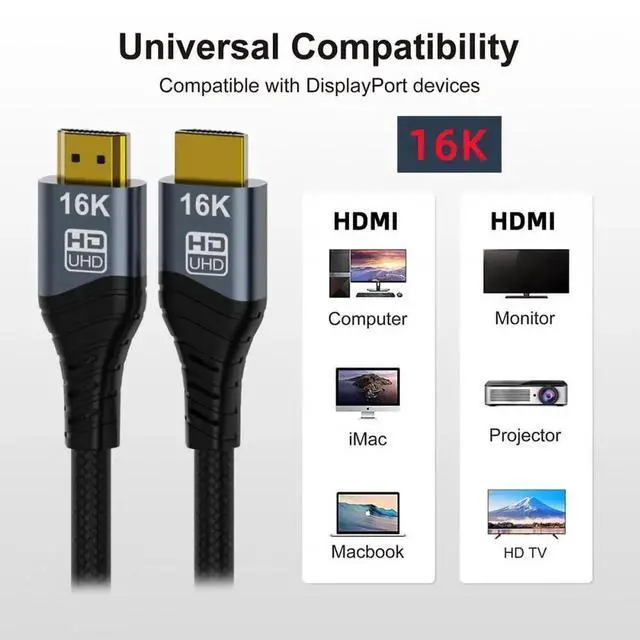 Alt view image 6 of 7 - Aomoproing Cable 16K 8K UHD HDMI Type-A Male to HDMI 2.2 Male HDTV Cable for HDTV Desktop Laptop Monitor (50cm)