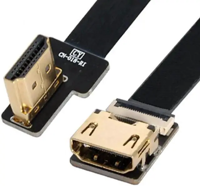 Alt view image 7 of 7 - Aomoproing Left Angled 90 Degree HDMI Male to Female FPC Flat Cable for HDTV Multicopter Aerial Photography 2.6"