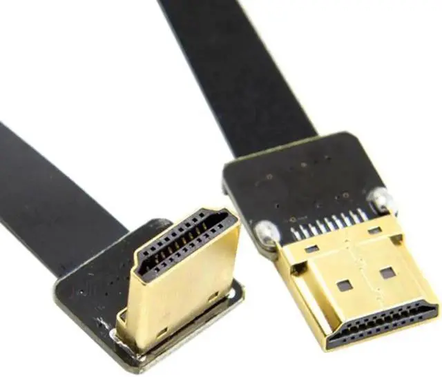 Alt view image 4 of 7 - Aomoproing FPV HDMI Male to Down Angled 90D HDMI Male HDTV FPC Flat Cable for FPV HDTV Multicopter Aerial Photography 2.6 Feet