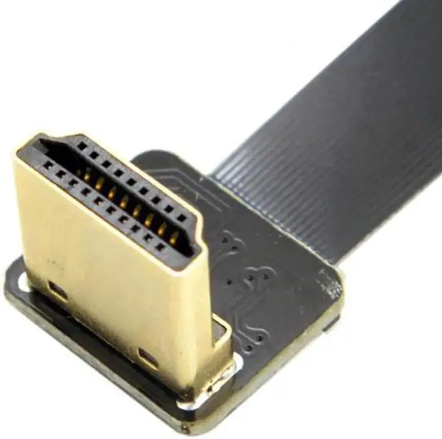 Alt view image 3 of 7 - Aomoproing FPV HDMI Male to Down Angled 90D HDMI Male HDTV FPC Flat Cable for FPV HDTV Multicopter Aerial Photography 2.6 Feet