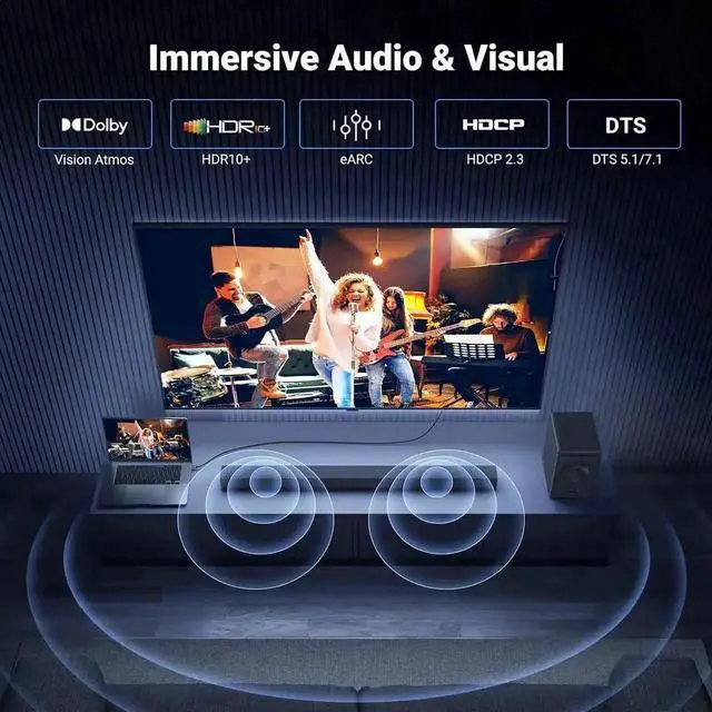 Alt view image 2 of 7 - Aomoproing UGREEN USB C to HDMI 2.1 Cable 8K@60Hz 4K@240Hz 10FT Thunderbolt 4/3 Type C to HDMI 48Gbps HDR HDCP2.3 Compatible for MacBook Pro Air iPad, iPhone 17/16 Pro Max, Galaxy S25, Pixel 9, XPS