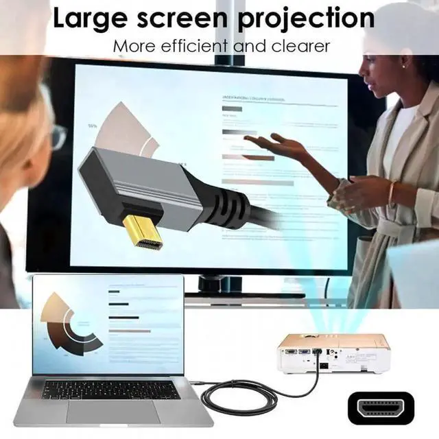 Alt view image 3 of 7 - Aomoproing 90 Degree Right Angled Micro HDMI 2.1 Male Type-D to HDMI Male 8K 60hz Stretch Coiled Cable 100cm for HDTV Camera Laptop Monitor