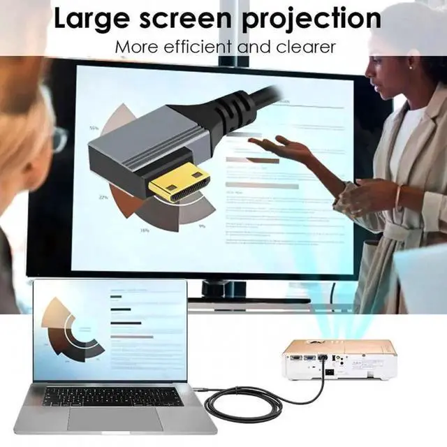 Alt view image 2 of 7 - Aomoproing 90 Degree Left Angled Mini HDMI 2.1 Male to HDMI Male 8K 60hz Stretch Coiled Cable 100cm for HDTV Computer Laptop Monitor