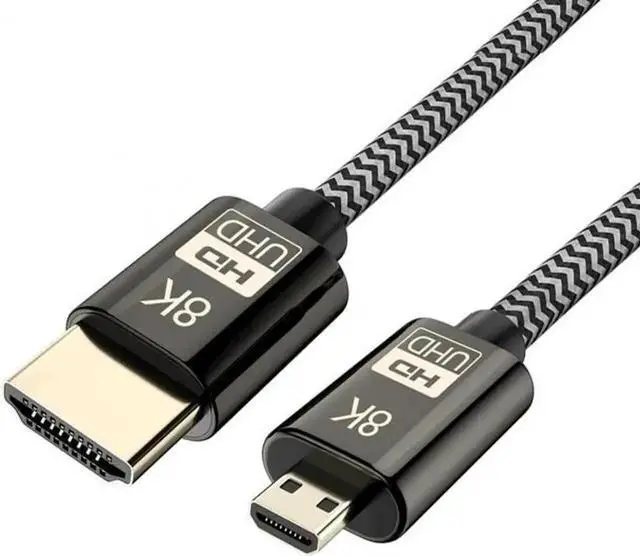 Alt view image 7 of 7 - Aomoproing Micro HDMI to HDMI 2.1 Ultra-HD UHD 8K 60hz 4K 120hz Cable 48Gbs HDMI Cord for Camera Tablet