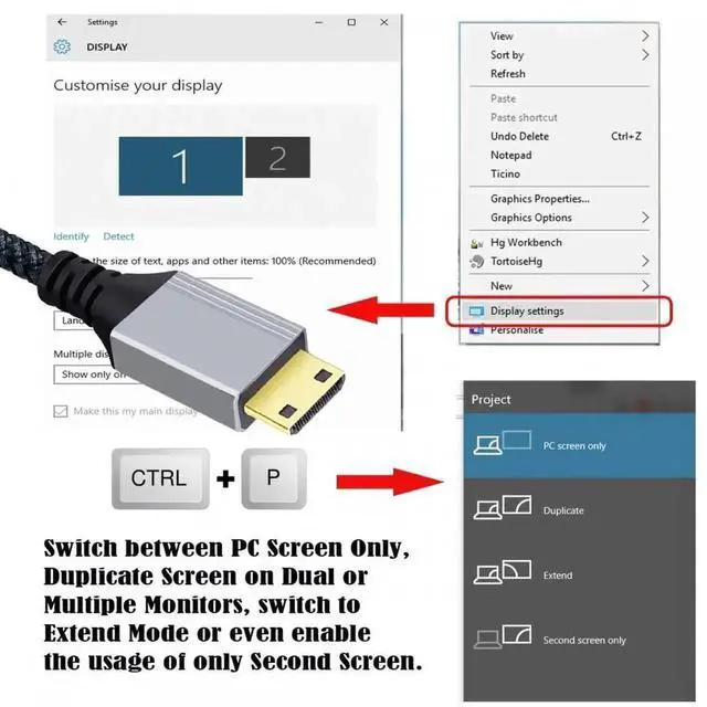 Alt view image 3 of 7 - Aomoproing 1.0M HDMI 2.0 Male to Mini HDMI Type-C Male 4K 60hz Cable with Sleeve Straight Connector for HDTV Computer Laptop Monitor