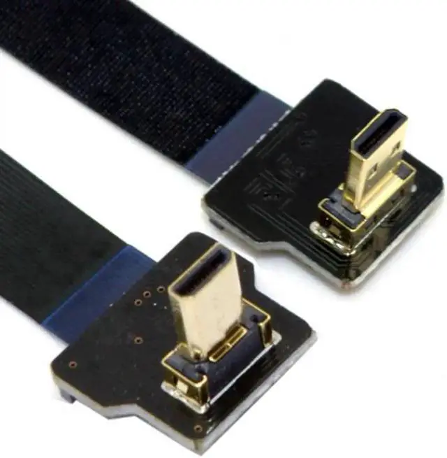 Alt view image 4 of 7 - Aomoproing 90 Degree Down Angled FPV Micro HDMI Male to Up Angled Micro HDMI FPC Flat Cable 10cm for FPV HDTV Multicopter Aerial Photography