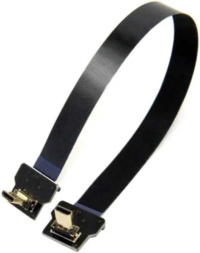 Alt view image 2 of 6 - Aomoproing 90 Degree Up Angled FPV Micro HDMI Male to Micro HDMI FPC Flat Cable 20cm for FPV HDTV Multicopter Aerial Photography