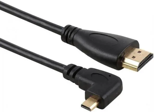 Alt view image 5 of 7 - Aomoproing Left Angled 90 Degree Micro HDMI to HDMI Male HDTV Cable for Cell Phone and Tablet and Camera