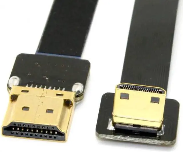 Alt view image 2 of 7 - Aomoproing 90 Degree Down Angled FPV Mini HDMI Male to HDMI Male FPC Flat Cable 20cm for FPV HDTV Multicopter Aerial Photography