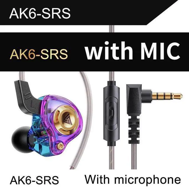Main image of Aomoproing QKZ AK6 SRS mobile phone head p hones - In-ear dvnamic coil headphones with HiFi sound quality and bass boost. Purple microphone