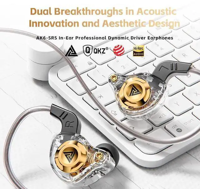 Alt view image 3 of 3 - Aomoproing QKZ AK6 SRS mobile phone head p hones - In-ear dvnamic coil headphones with HiFi sound quality and bass boost. Black microphone