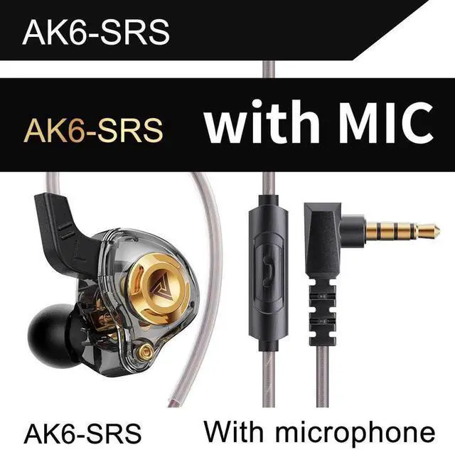 Main image of Aomoproing QKZ AK6 SRS mobile phone head p hones - In-ear dvnamic coil headphones with HiFi sound quality and bass boost. Black microphone
