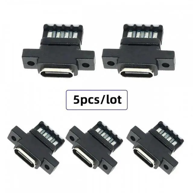 Alt view image 2 of 7 - Aomoproing 5pcs/set DIY OEM Type C Female Socket Connector to 6Pin PCBA Pinout Vertical Scew Mount Type DC 5V/20V PD Power