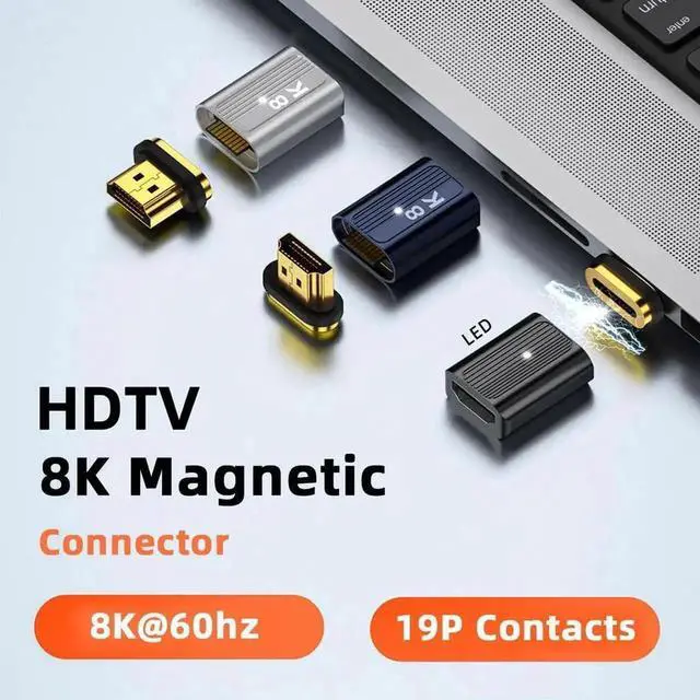 Alt view image 5 of 6 - Aomoproing HDMI Magnetic Connector HDMI 2.1 Male to Female 19Pin Contacts 8K Video Adapter for Laptop HDTV