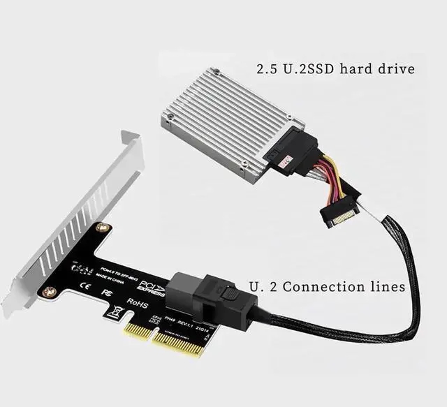 Alt view image 6 of 7 - Aomoproing PH49 PCIE4.0 X4 to U.2 SFF-8643 Expansion Card Server NVMe SSD Solid-State Drive Connector Support PCI-E Express X4/X8/X16 (Half-Height Baffle)