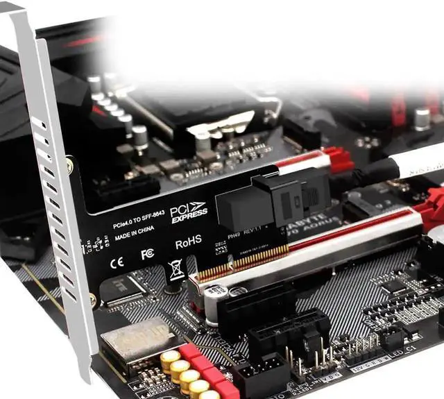 Alt view image 3 of 7 - Aomoproing PH49 PCIE4.0 X4 to U.2 SFF-8643 Expansion Card Server NVMe SSD Solid-State Drive Connector Support PCI-E Express X4/X8/X16 (Half-Height Baffle)