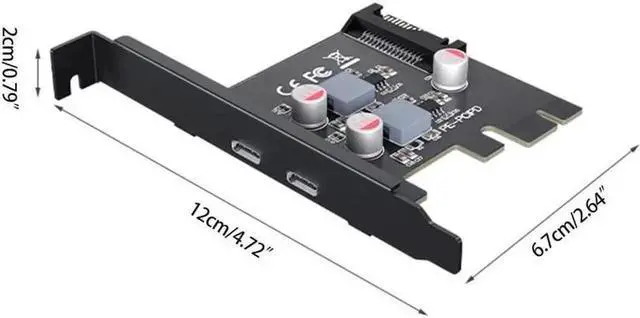 Alt view image 5 of 5 - Aomoproing PCI Express x1/x4/x8/x16 to Dual Port Type C Data Transfer PD 20W Quick Charge USB-C Controller PCI-E Type C Add on Card