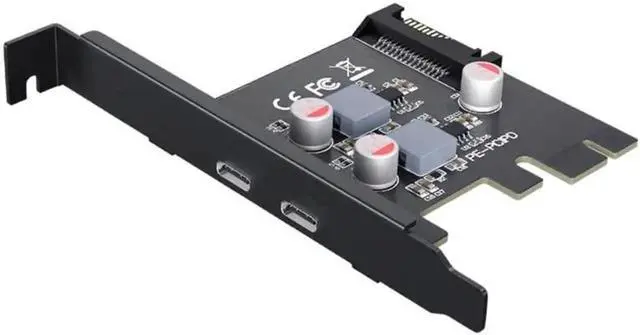 Main image of Aomoproing PCI Express x1/x4/x8/x16 to Dual Port Type C Data Transfer PD 20W Quick Charge USB-C Controller PCI-E Type C Add on Card