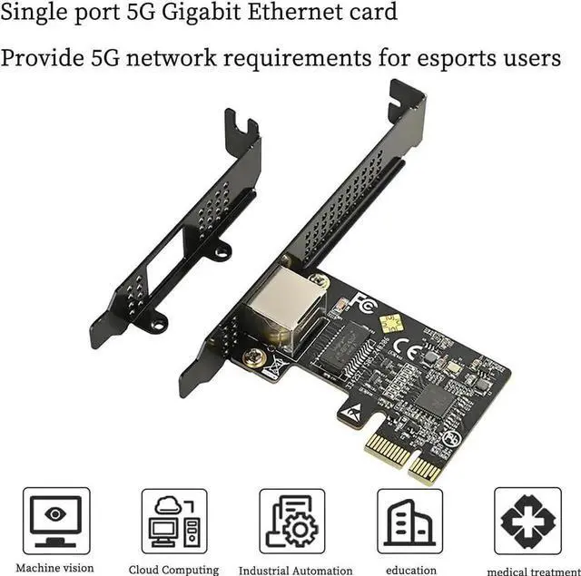 Alt view image 6 of 6 - Aomoproing IO-PCE8126-GLAN PCIe X1 to 1Port 5G RJ45 Net Work Card PXE Diskless Boot Net Work Adapter Support Desktop, Server, NAS Soft Routing