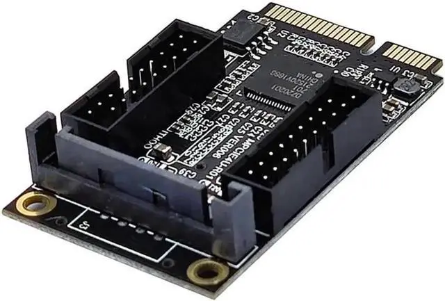 Alt view image 6 of 6 - Aomoproing Mini PCIe to Dual 19-Pin Front Panel Extension Card Mini PCIE to USB3.0 Front PIN Head 19PIN Small 4-Pin/Sata Connector(4PIN)