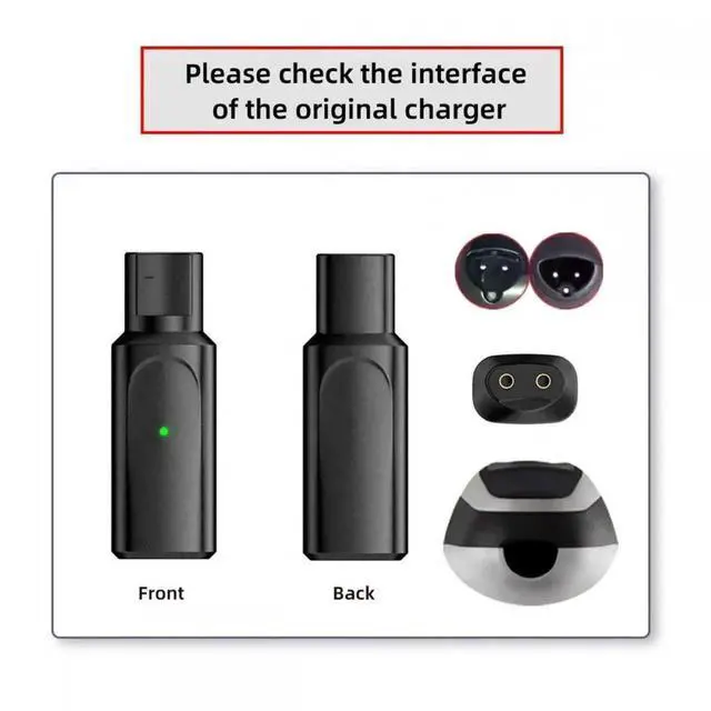 Alt view image 5 of 6 - Aomoproing 2pcs/lot USB Type-C to 2-Pin Adapter Power Charge Compatible with Braun Electric Hair Clipper Beard Trimmers Shavers