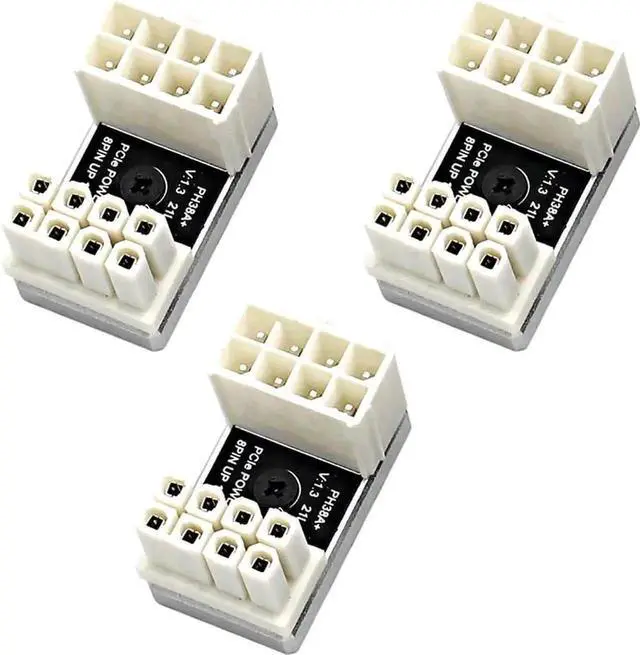 Main image of Aomoproing PH38 CPU 8P Power Adapter with Heatsink Male to Female Header 180 Degree Socket Buckle for Desktop Chassis CPU Wiring Beautification (PH38A-C2 Silver, 3pcs)