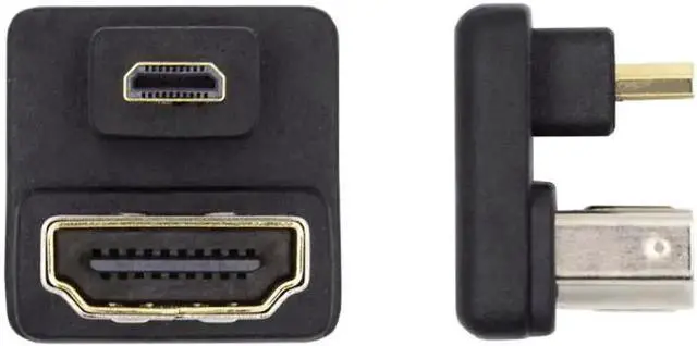Alt view image 2 of 7 - Aomoproing Micro HDMI 1.4 Male Type-D to HDMI Female Port Savers 360 Degree Up Opposite U Shape Back Angled Extension Adapter Converter